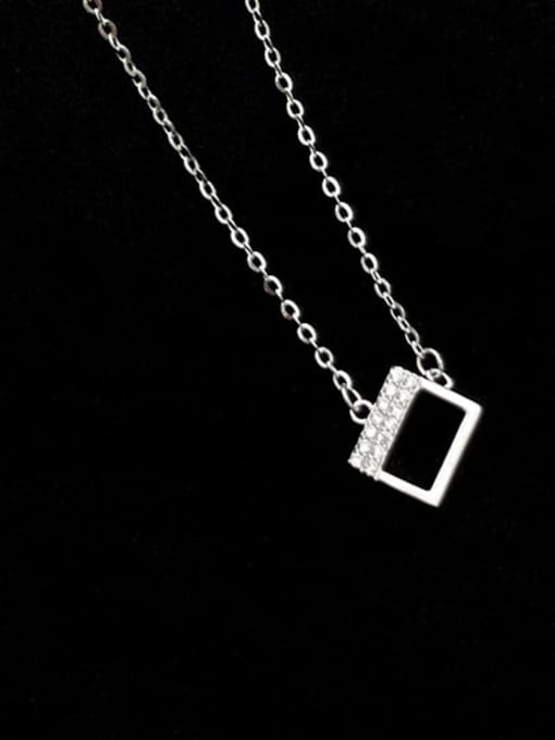 NS1000 [Silver Plated Platinum O] 925 Sterling Silver Cubic Zirconia Letter Minimalist Necklace